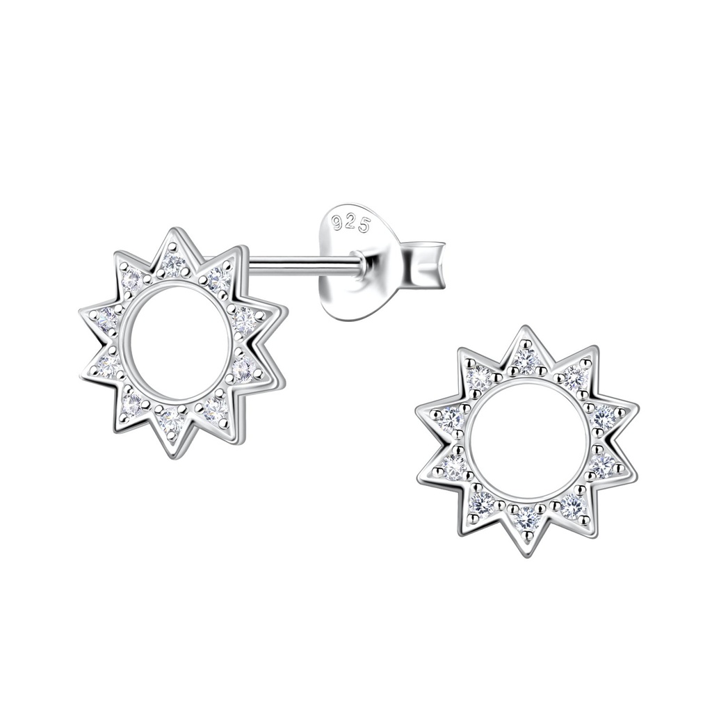 Puces d'oreilles soleil en argent