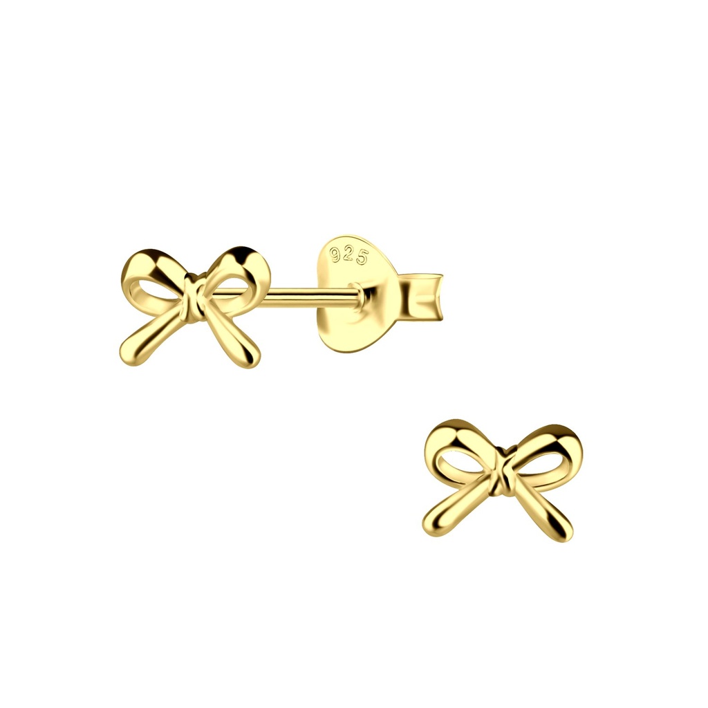 Silver Bow Stud Earrings