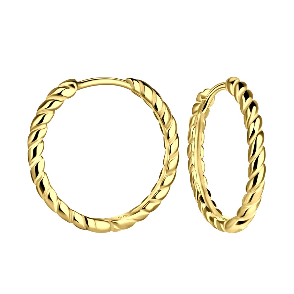 [10032190] 18mm Silver Twisted Huggie Earrings