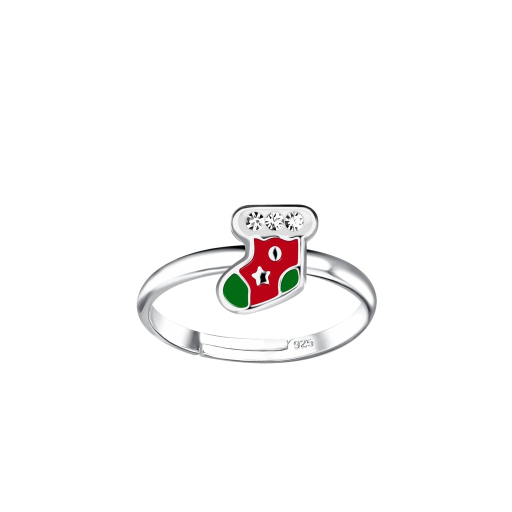 [10030876] Silver Christmas Stocking Adjustable Ring