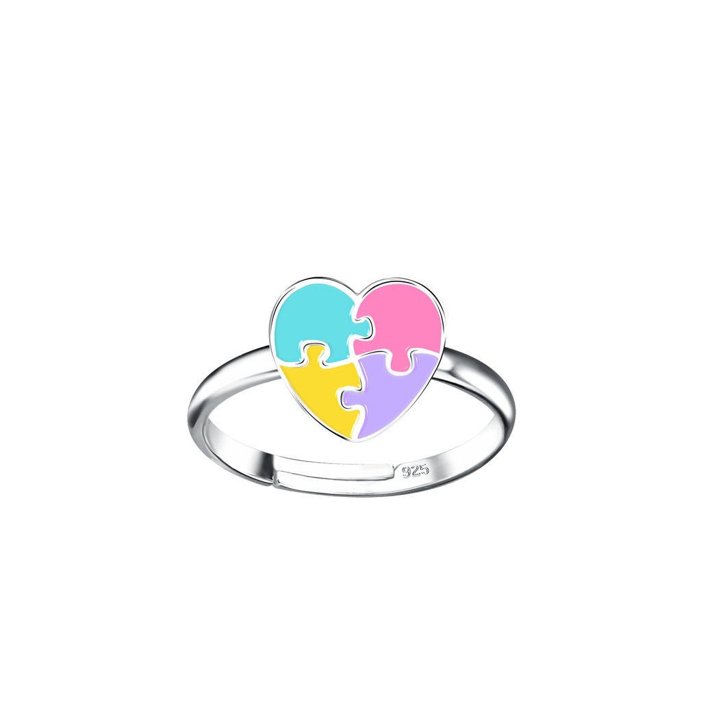 [10031800] Silver Heart Adjustable Ring