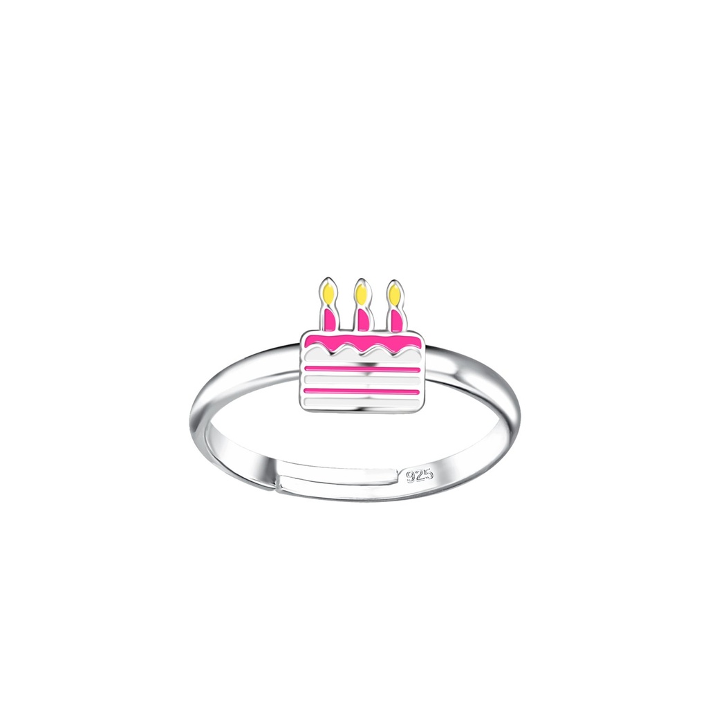 Bague réglable gâteau en argent