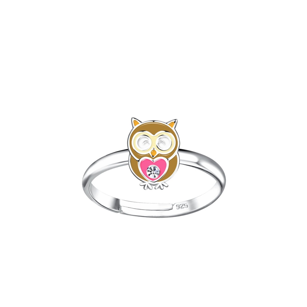 Bague réglable hibou en argent