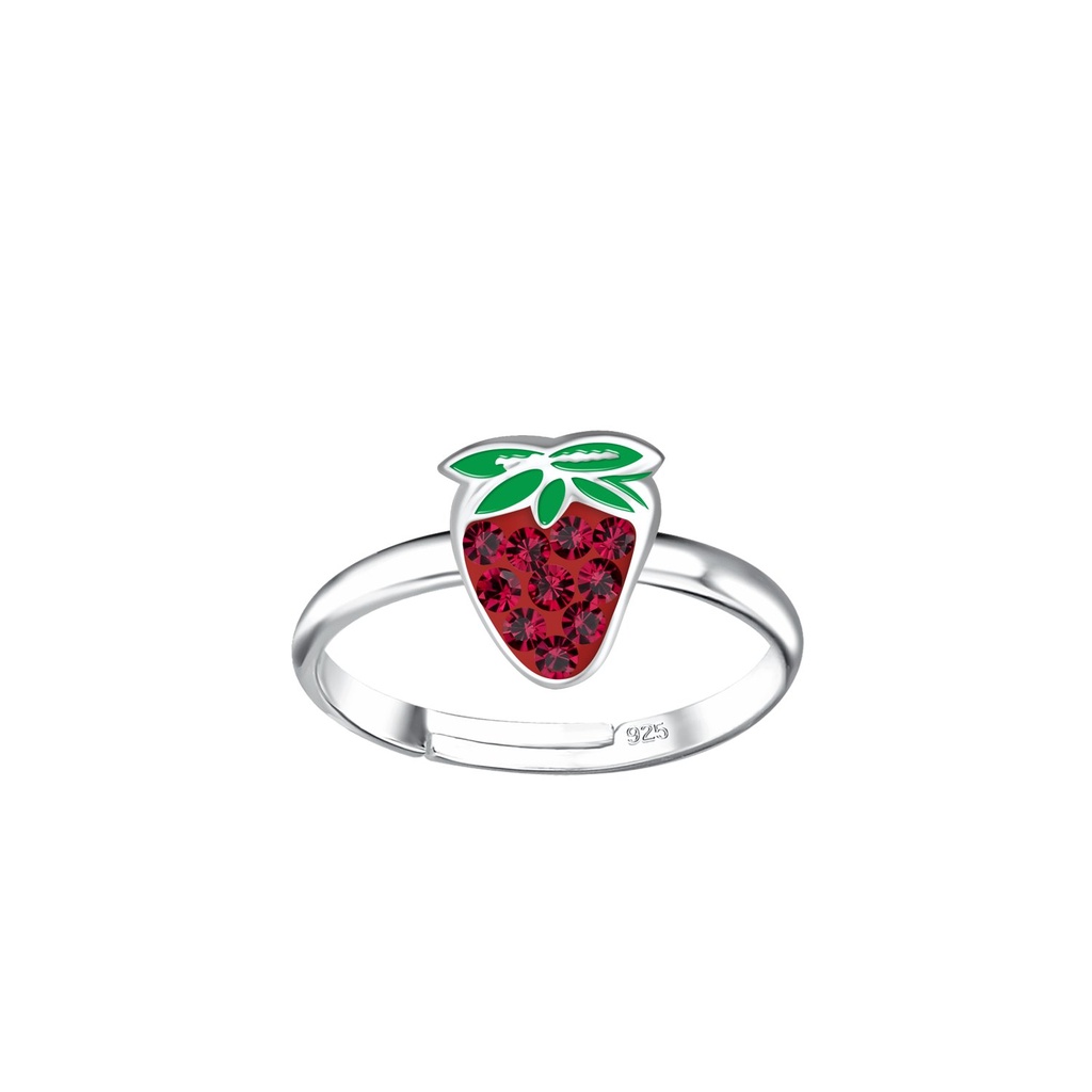 [10030900] Silver Strawberry Adjustable Ring