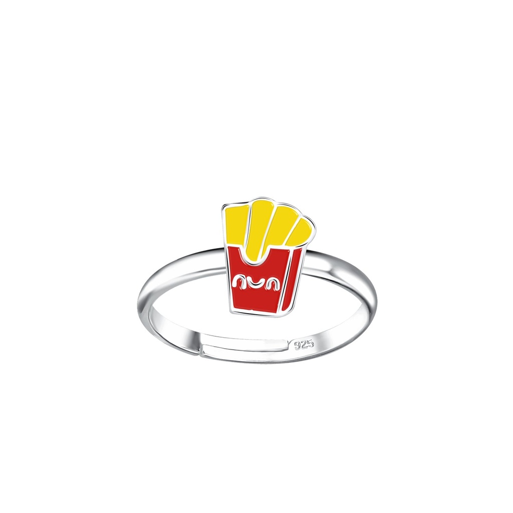 Bague réglable frites en argent