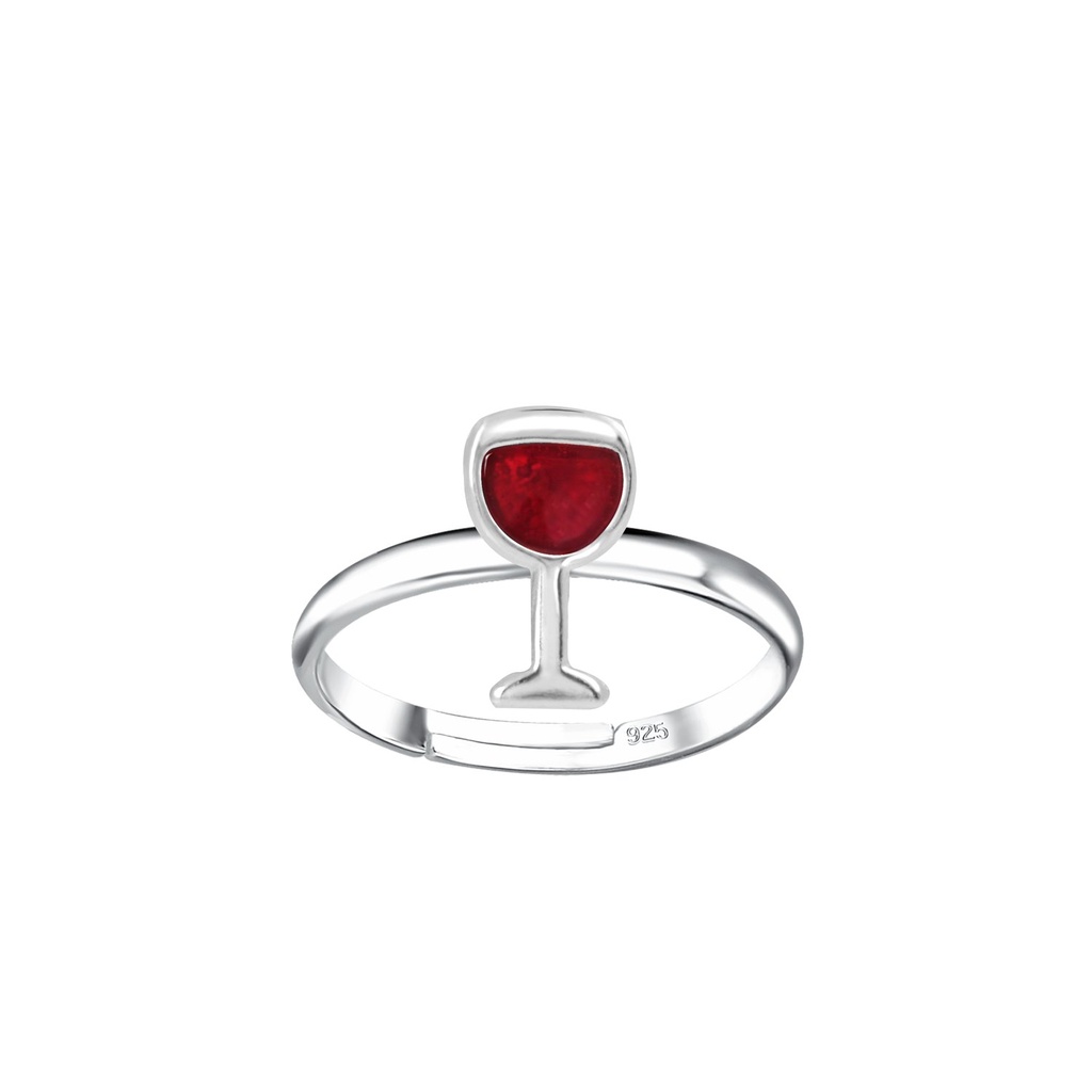 [10030867] Silver Glass Adjustable Ring