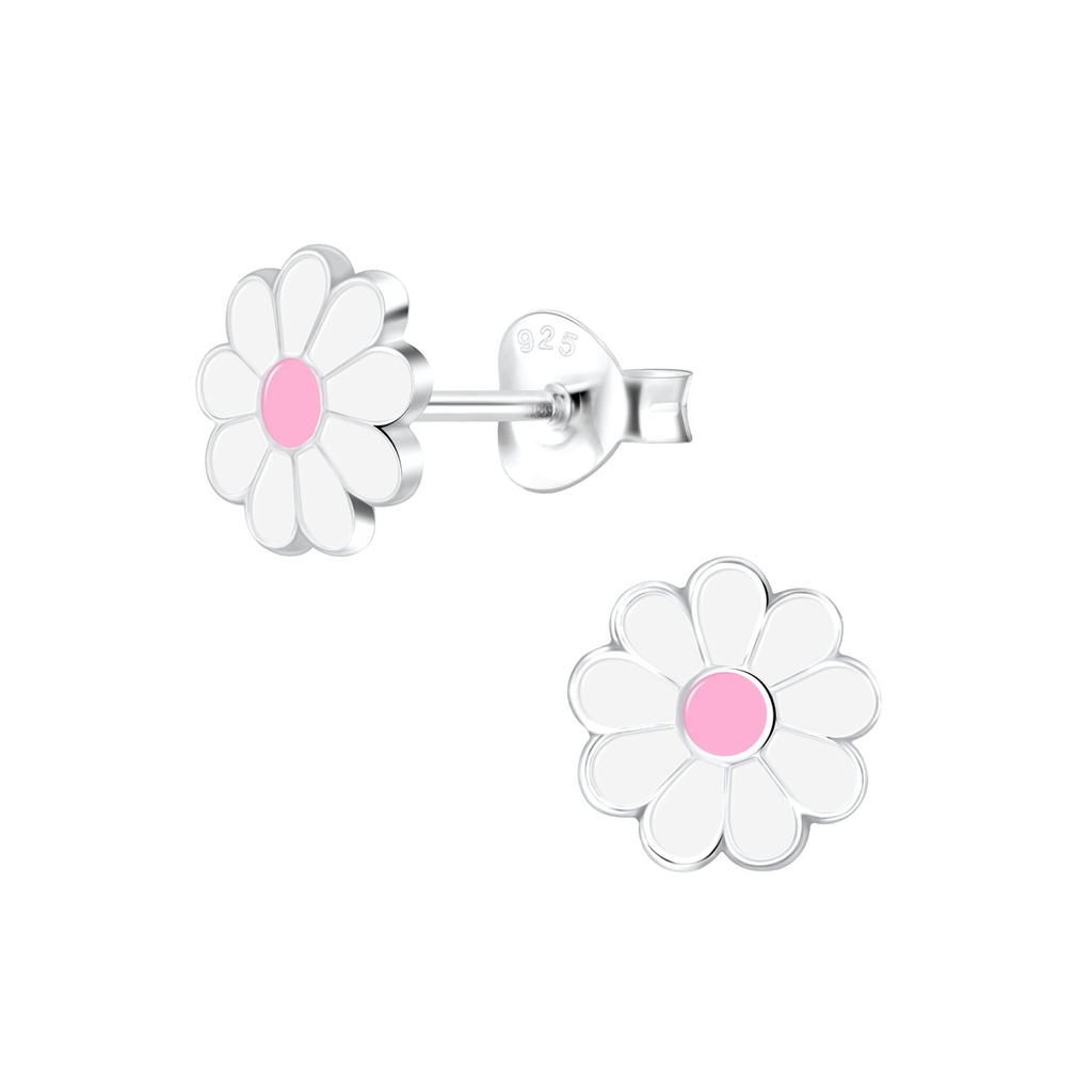 Puces d'oreilles fleur marguerite en argent