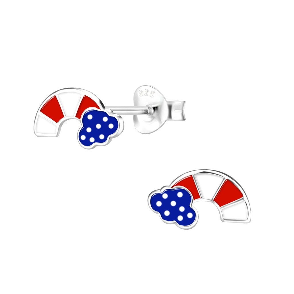 Puces d'oreilles arc-en-ciel USA en argent