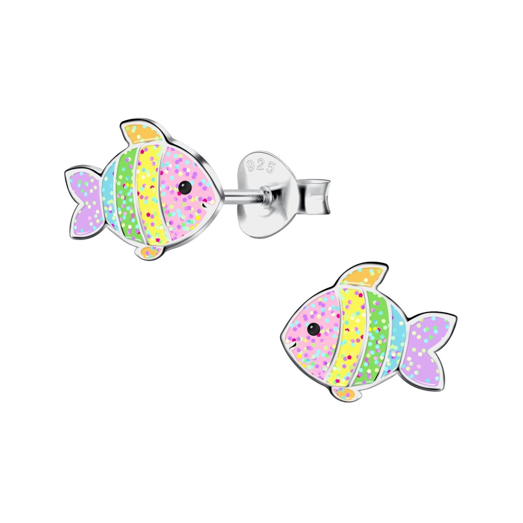 Silver Fish Stud Earrings