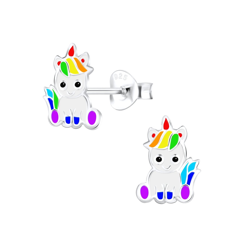 Silver Unicorn Stud Earrings