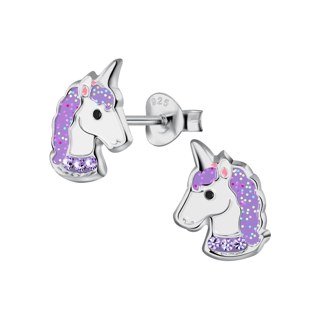 Silver Unicorn Stud Earrings