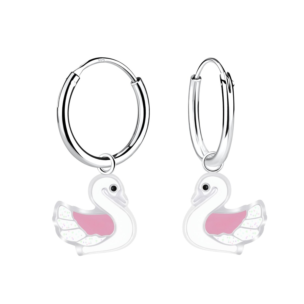 Créoles breloque cygne en argent