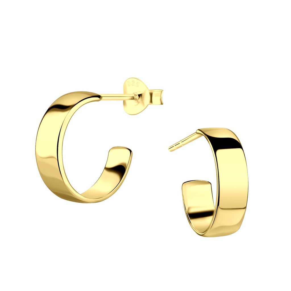 Silver Half Hoop Stud Earrings