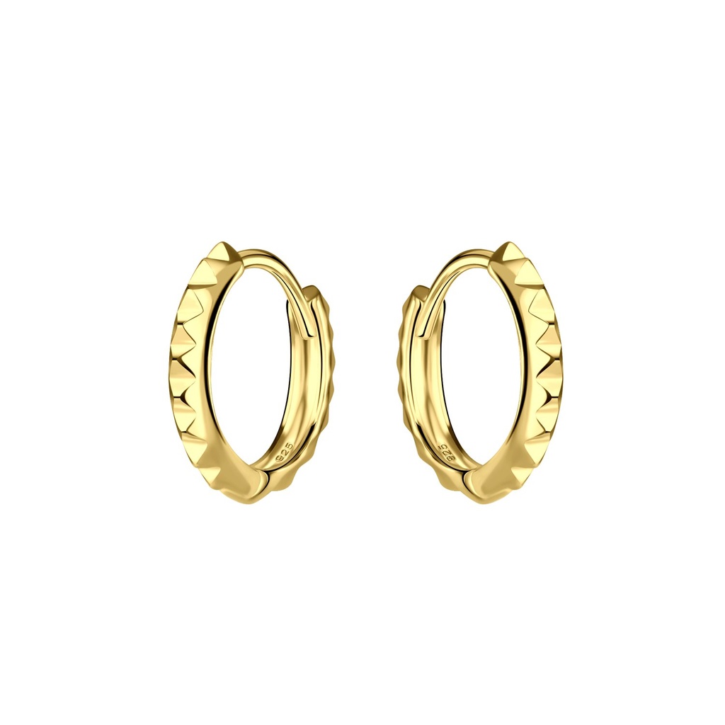 [10033165] Silver Patterned Huggie Earrings