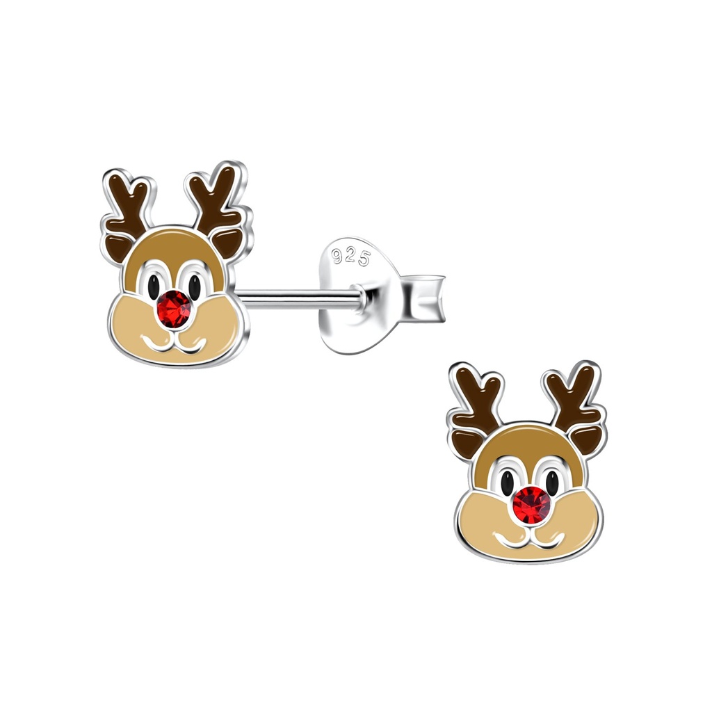 Silver Reindeer Stud Earrings