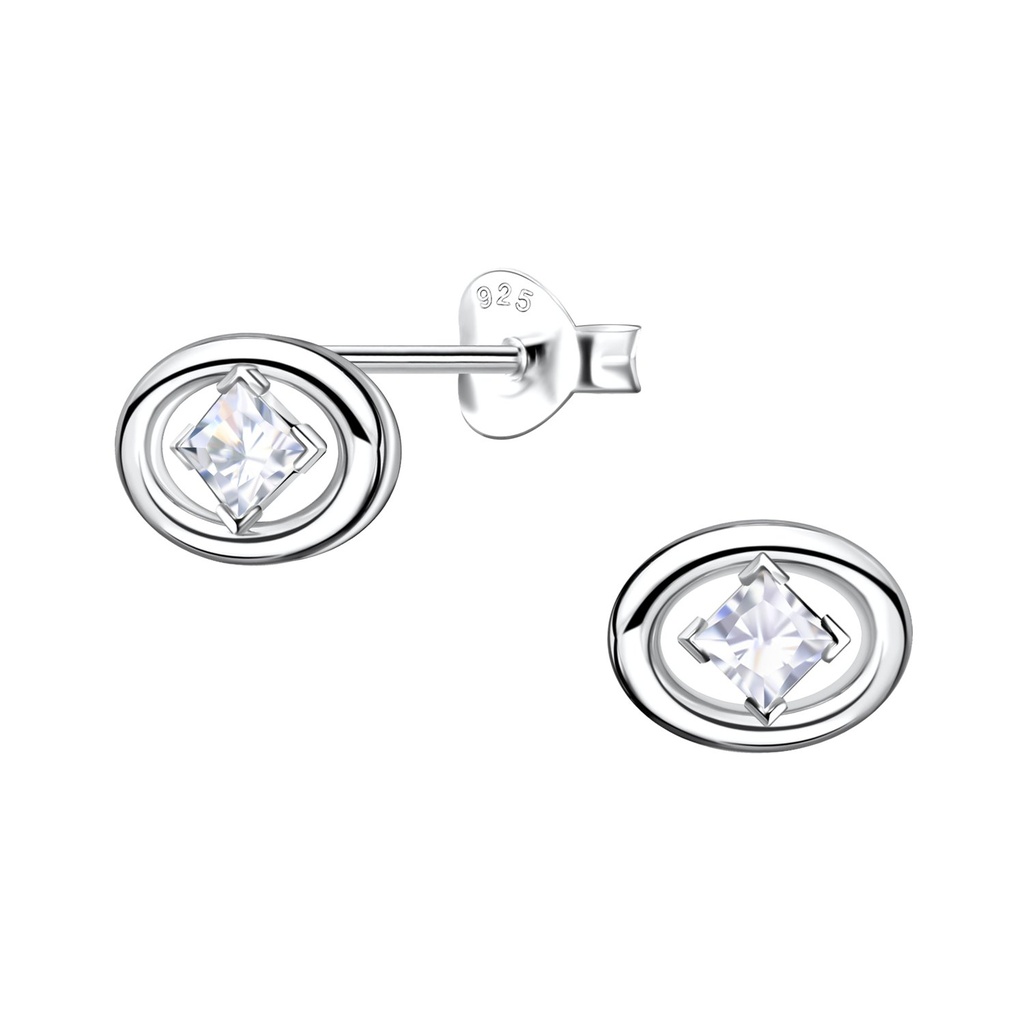 Puces d'oreilles géométriques en argent