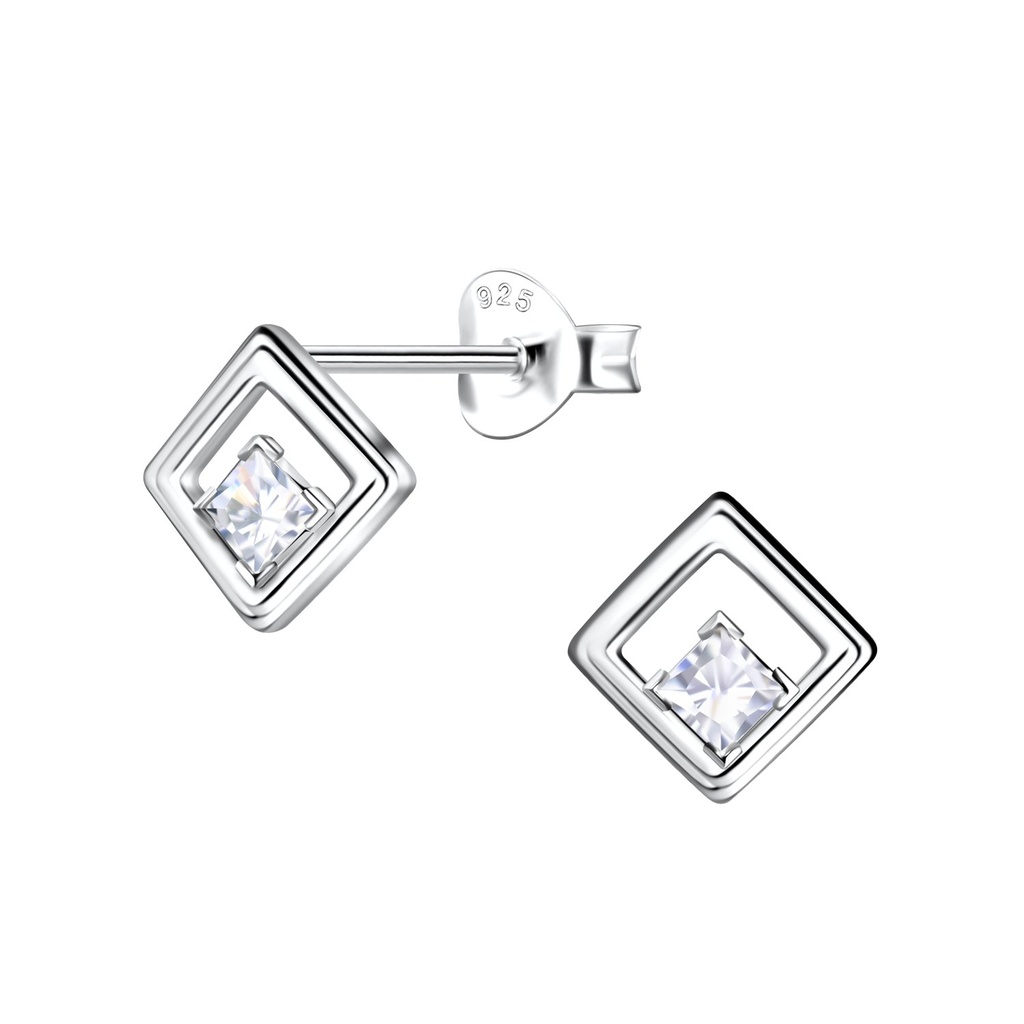 Puces d'oreilles carrées en argent