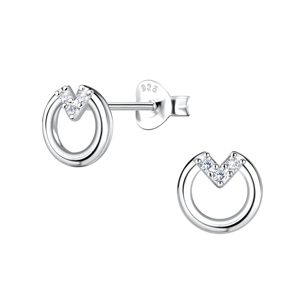 Silver Geometric Stud Earrings