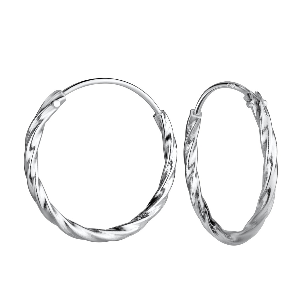 19mm Silver Twisted Hoop Earrings