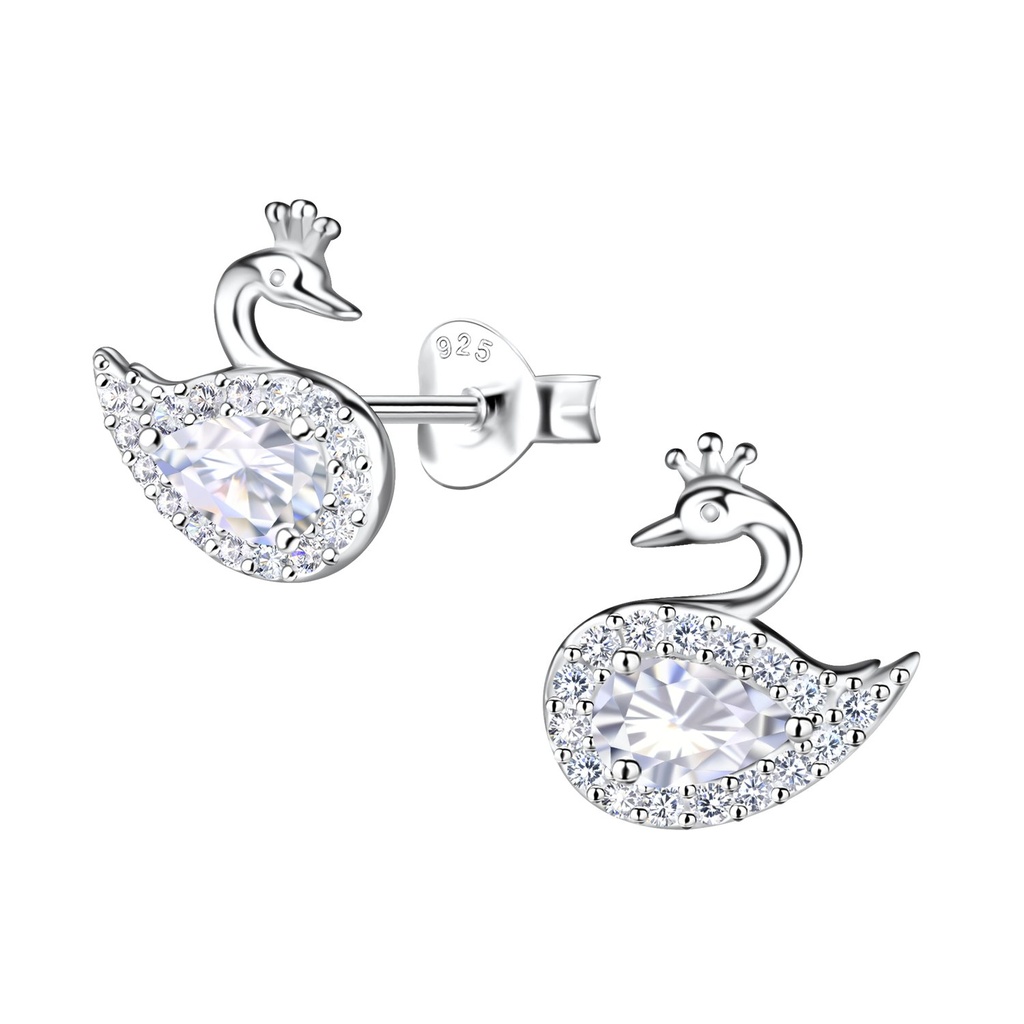 [10033085] Puces d'oreilles cygne en argent