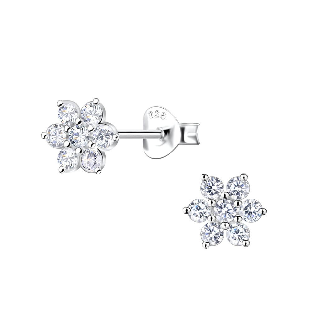Silver Flower Stud Earrings