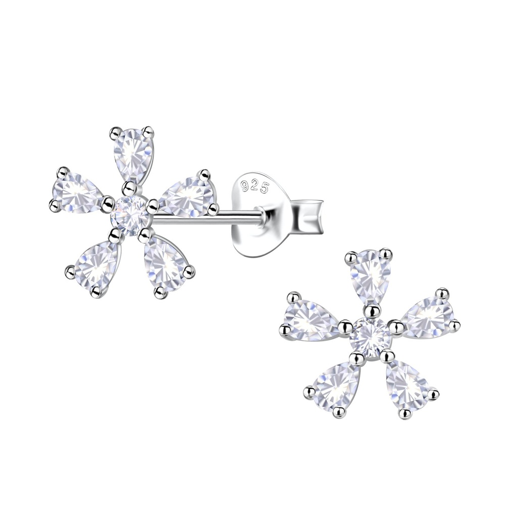 Silver Flower Stud Earrings