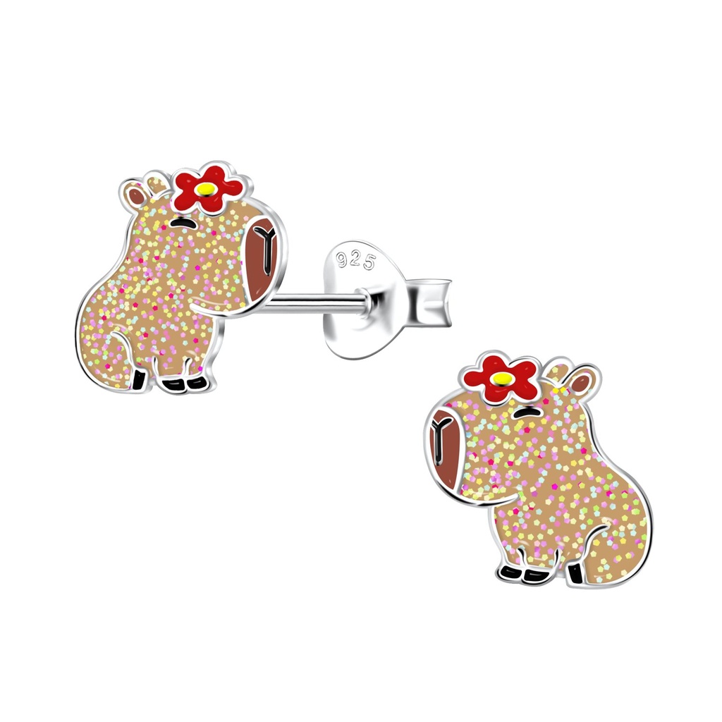Silver Capybara Stud Earrings