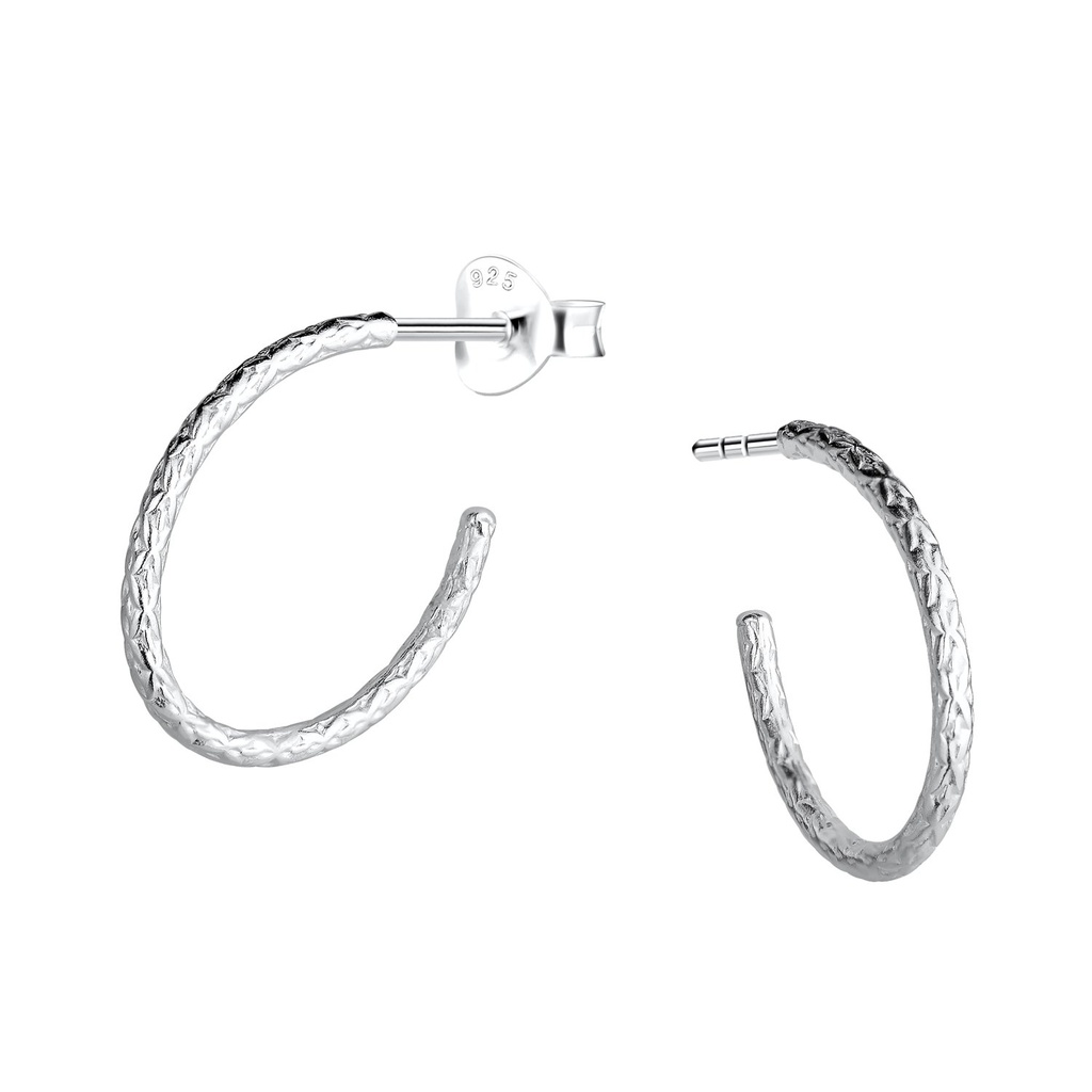 Puces d'oreilles demi-créole à motifs en argent