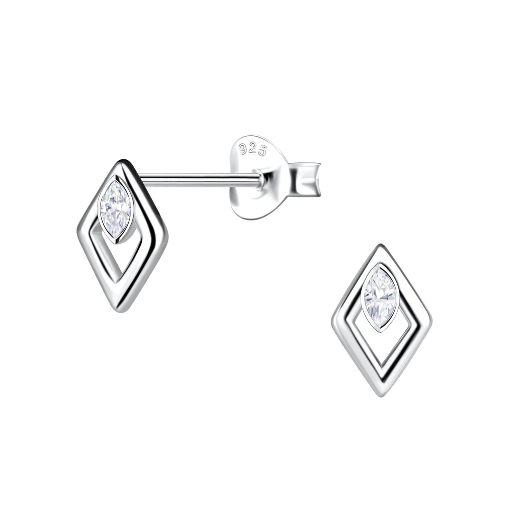[10033084] Puces d'oreilles en forme de diamant en argent