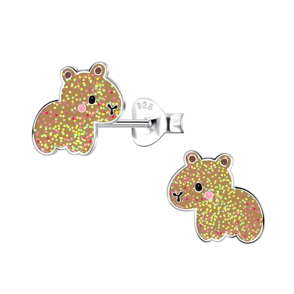 Silver Capybara Stud Earrings