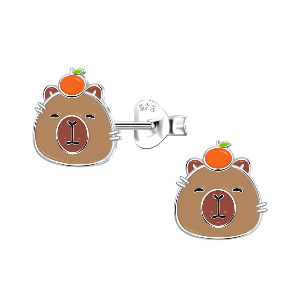 Silver Capybara Stud Earrings