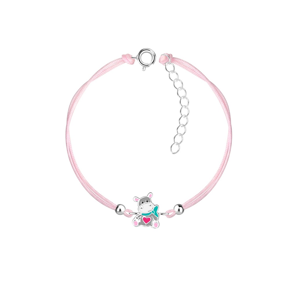 Silver Hippopotamus Cord Bracelet
