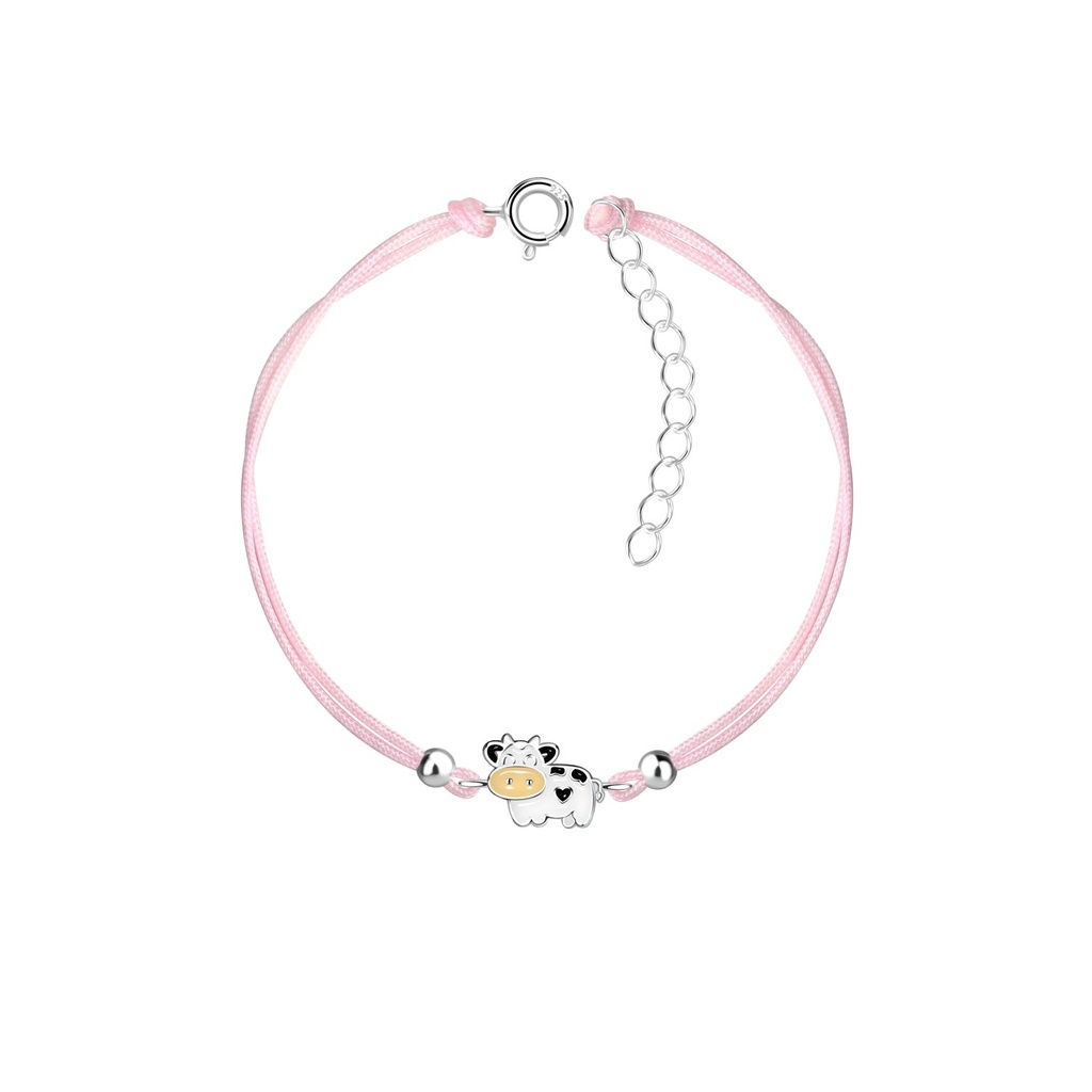 Silver Cow Cord Bracelet