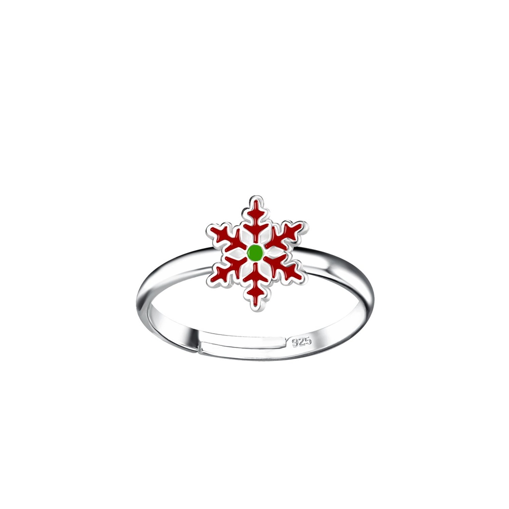 Bague réglable flocon de neige en argent