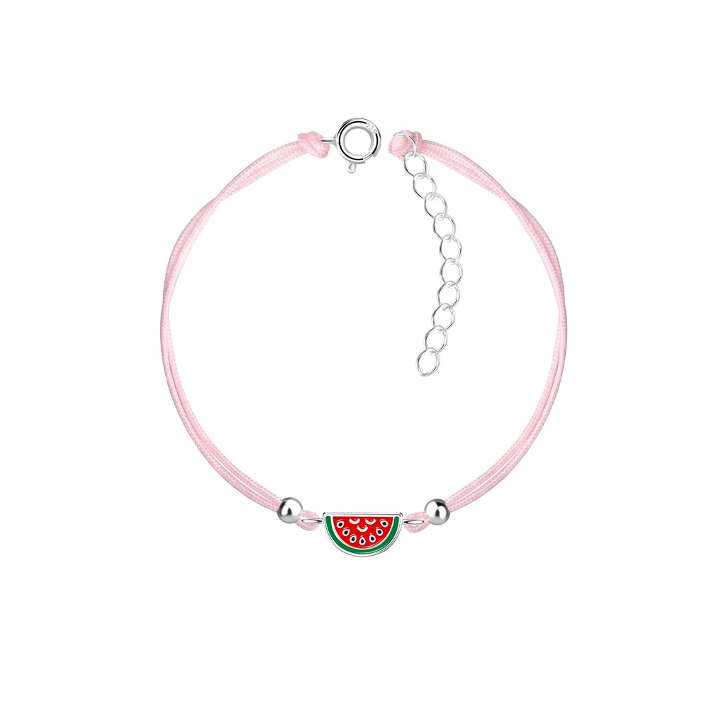 Bracelet cordon pastèque en argent