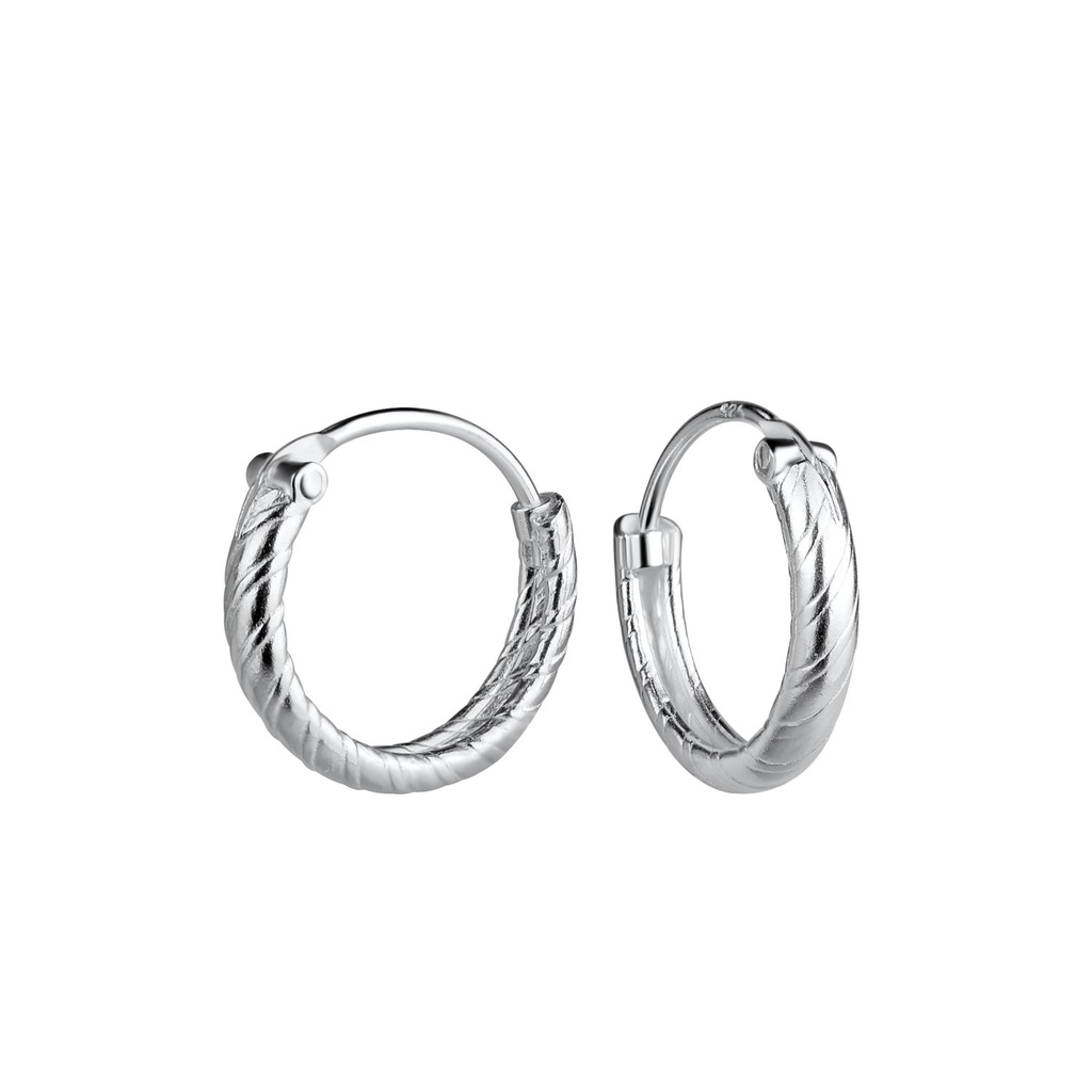 Créoles à motifs en argent 12 mm