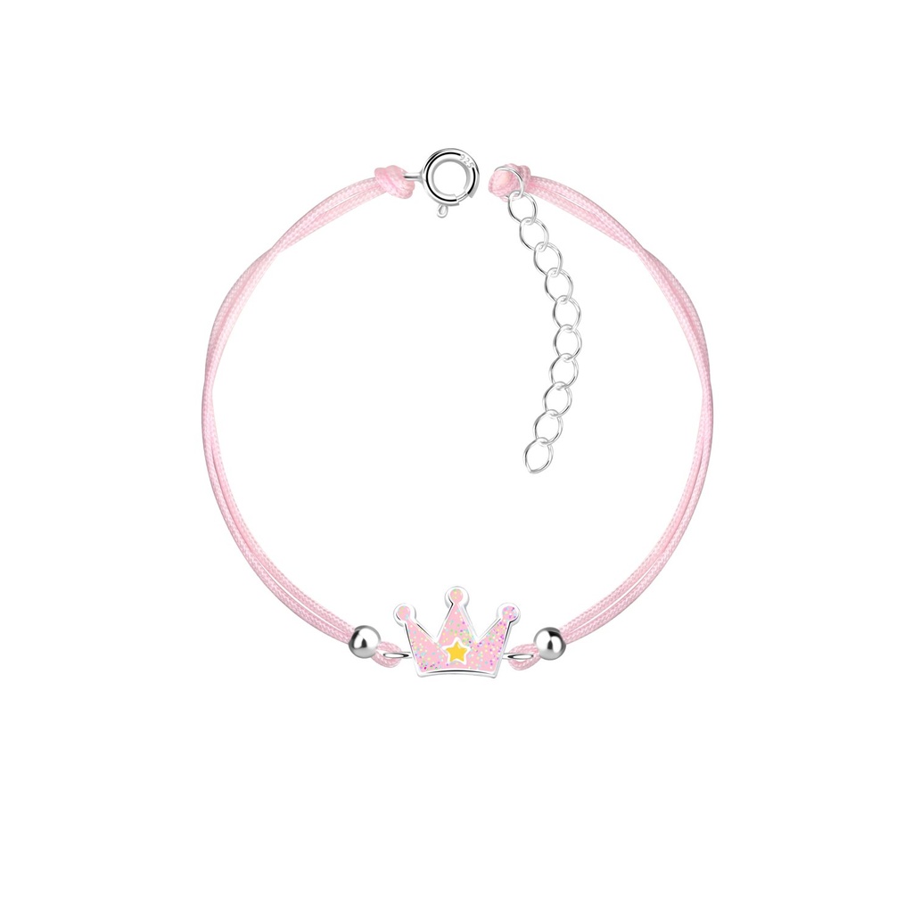 Bracelet cordon couronne en argent