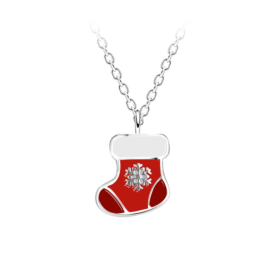 [10019737] Collier chaussette de Noël en argent