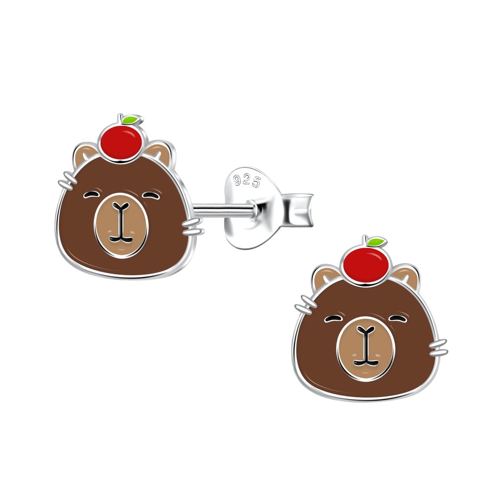 Silver Capybara Stud Earrings
