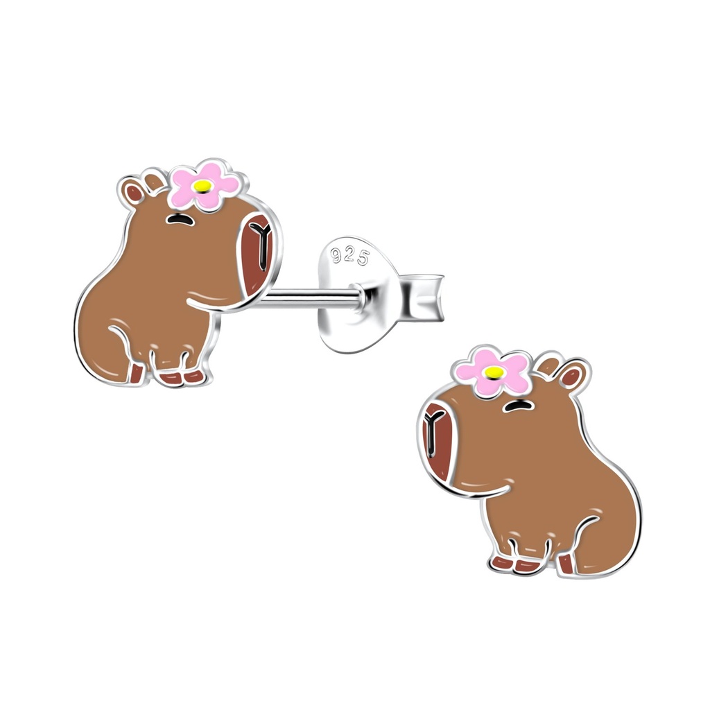 Puces d'oreilles capybara en argent