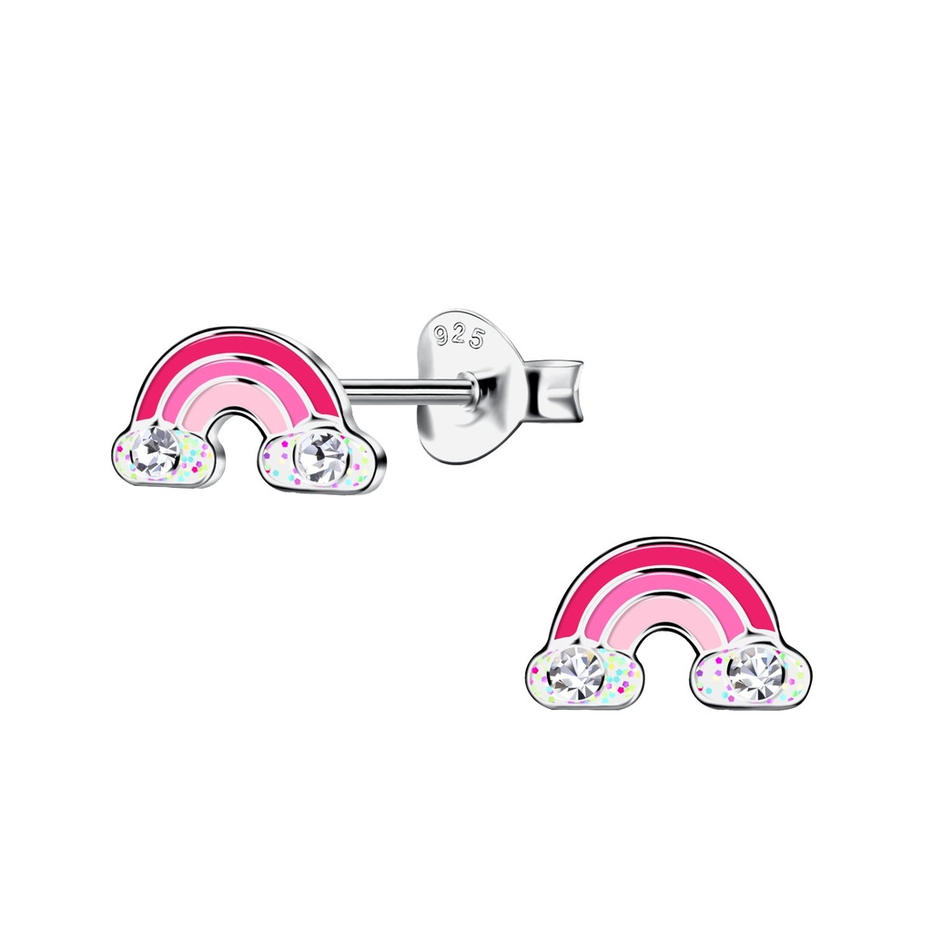 Silver Rainbow Stud Earrings