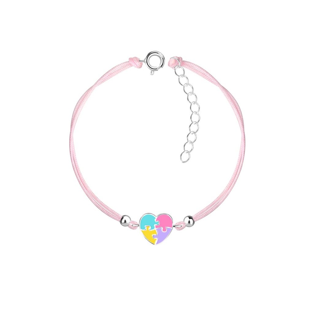 Bracelet cordon cœur en argent