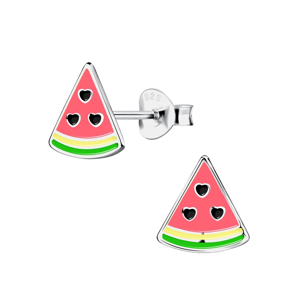 Puces d'oreilles pastèque en argent