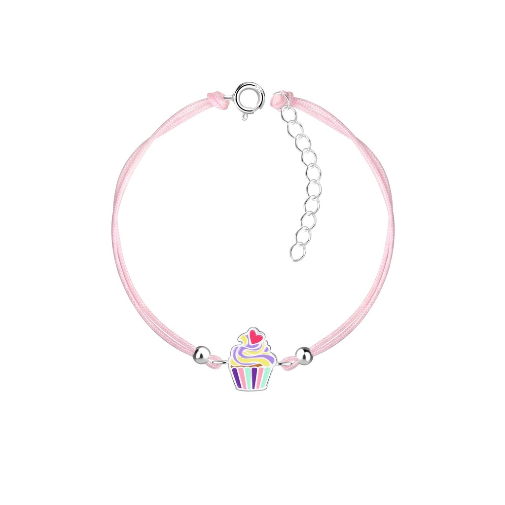 Silver Cupcake Cord Bracelet
