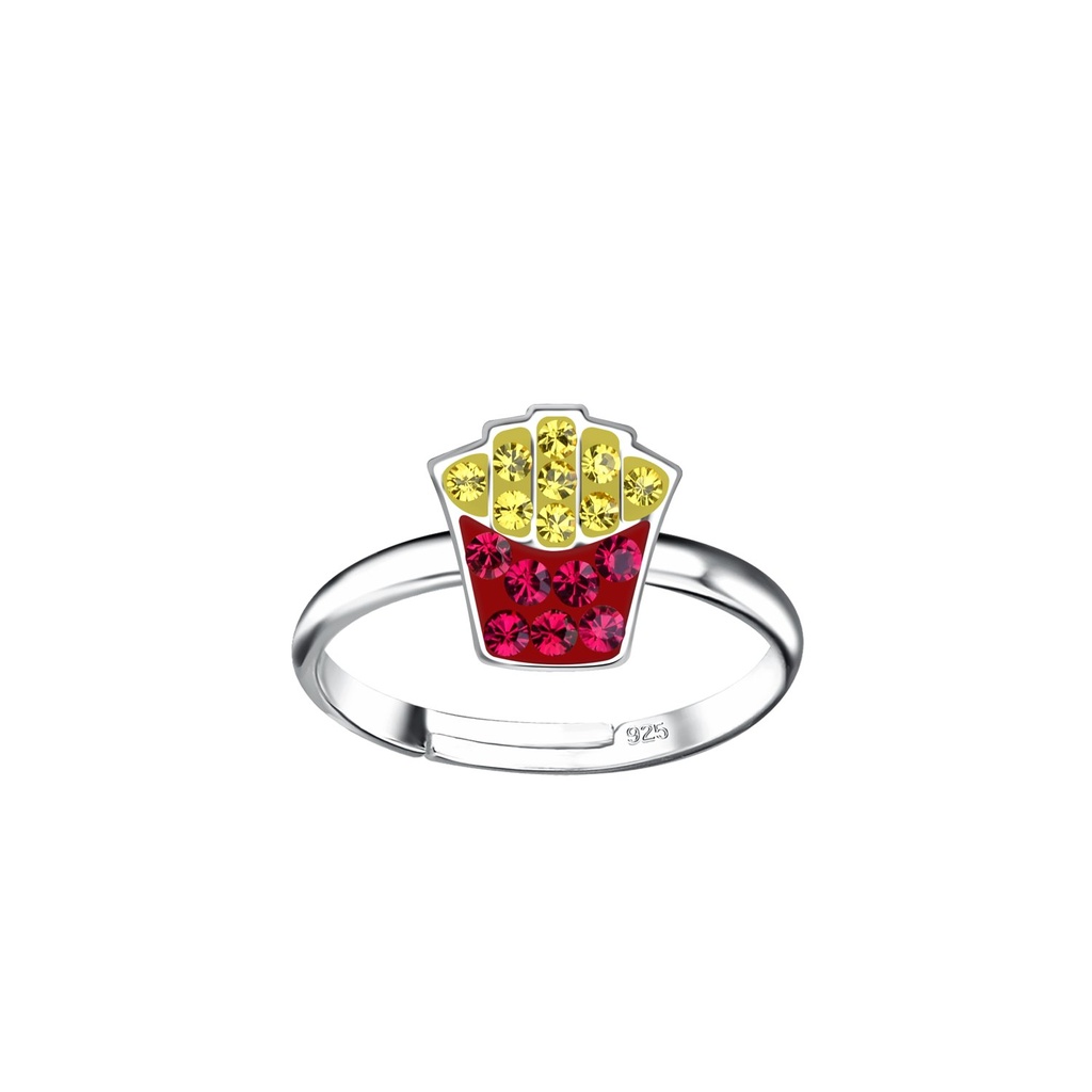 [10030912] Silver French Fries Adjustable Ring
