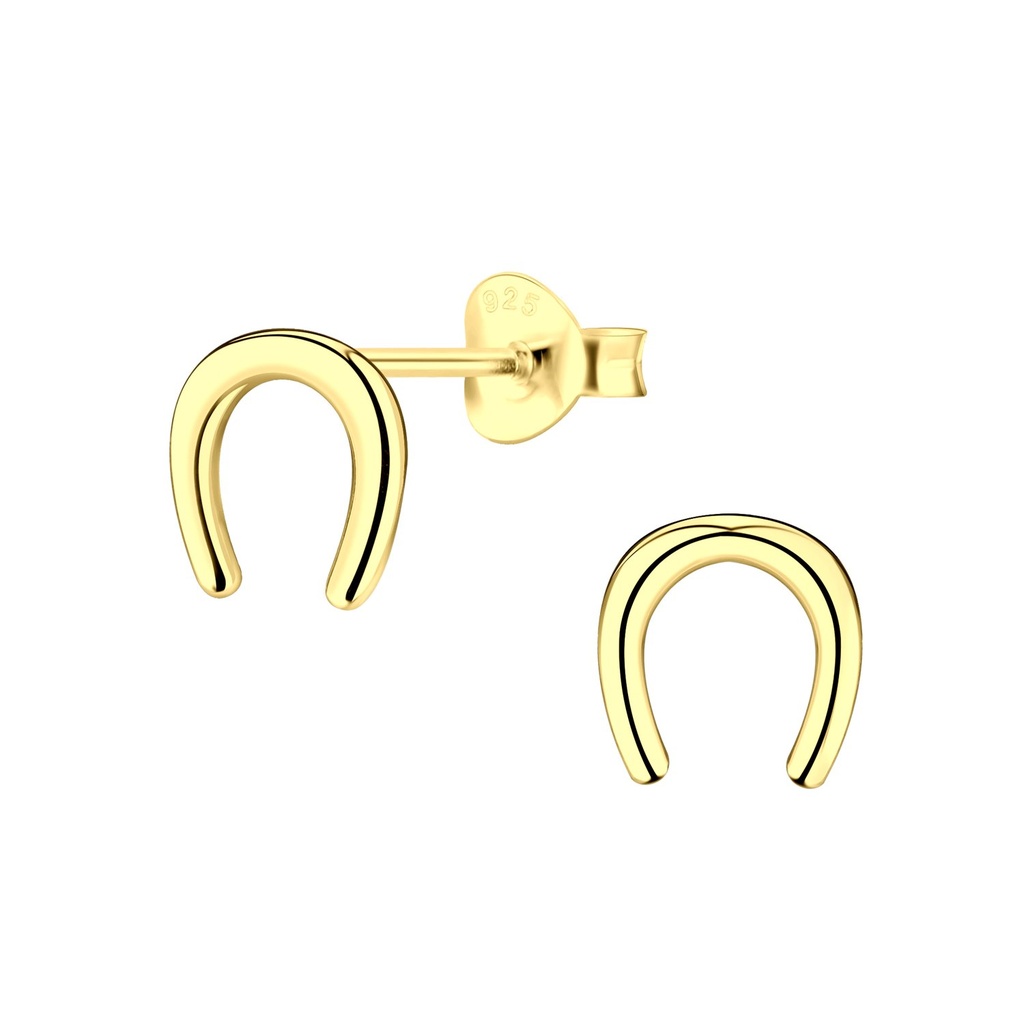 [10031547] Silver Horseshoe Stud Earrings