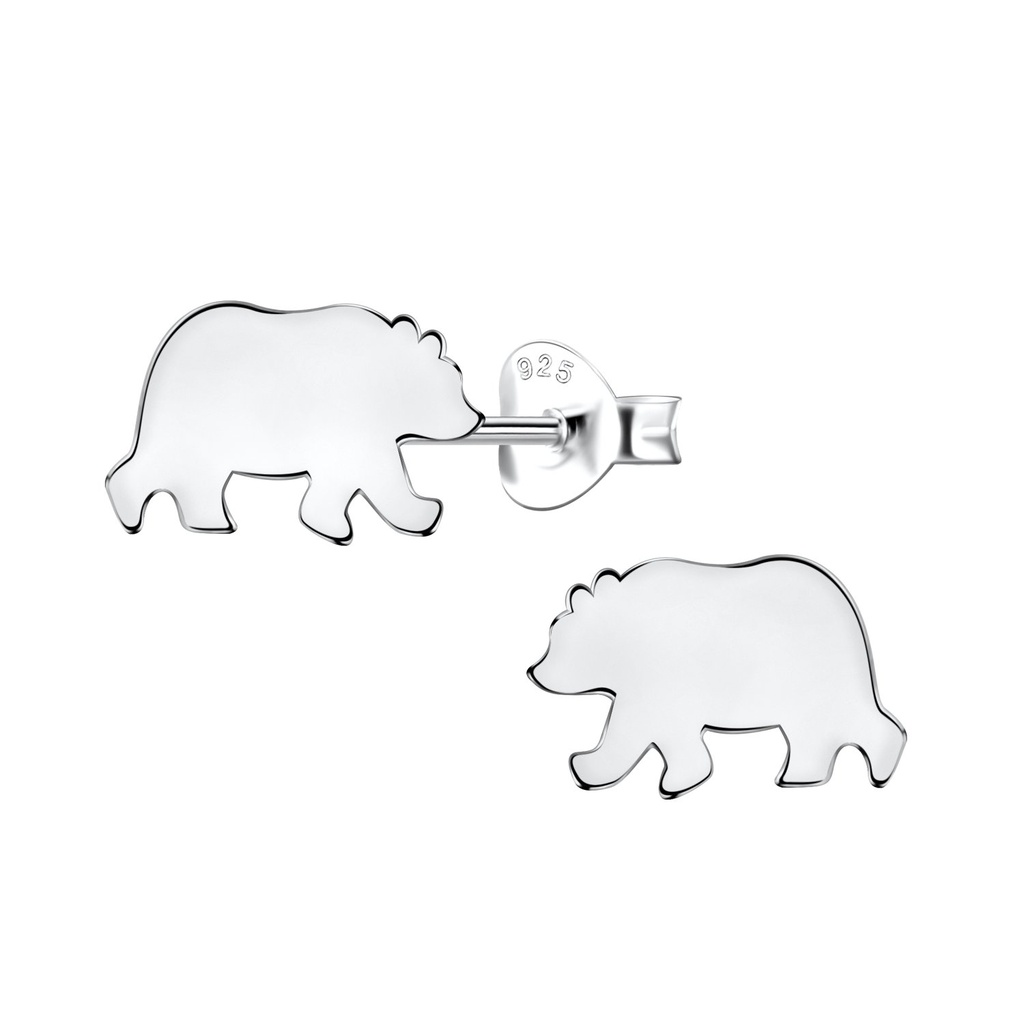 Puces d'oreilles ours en argent