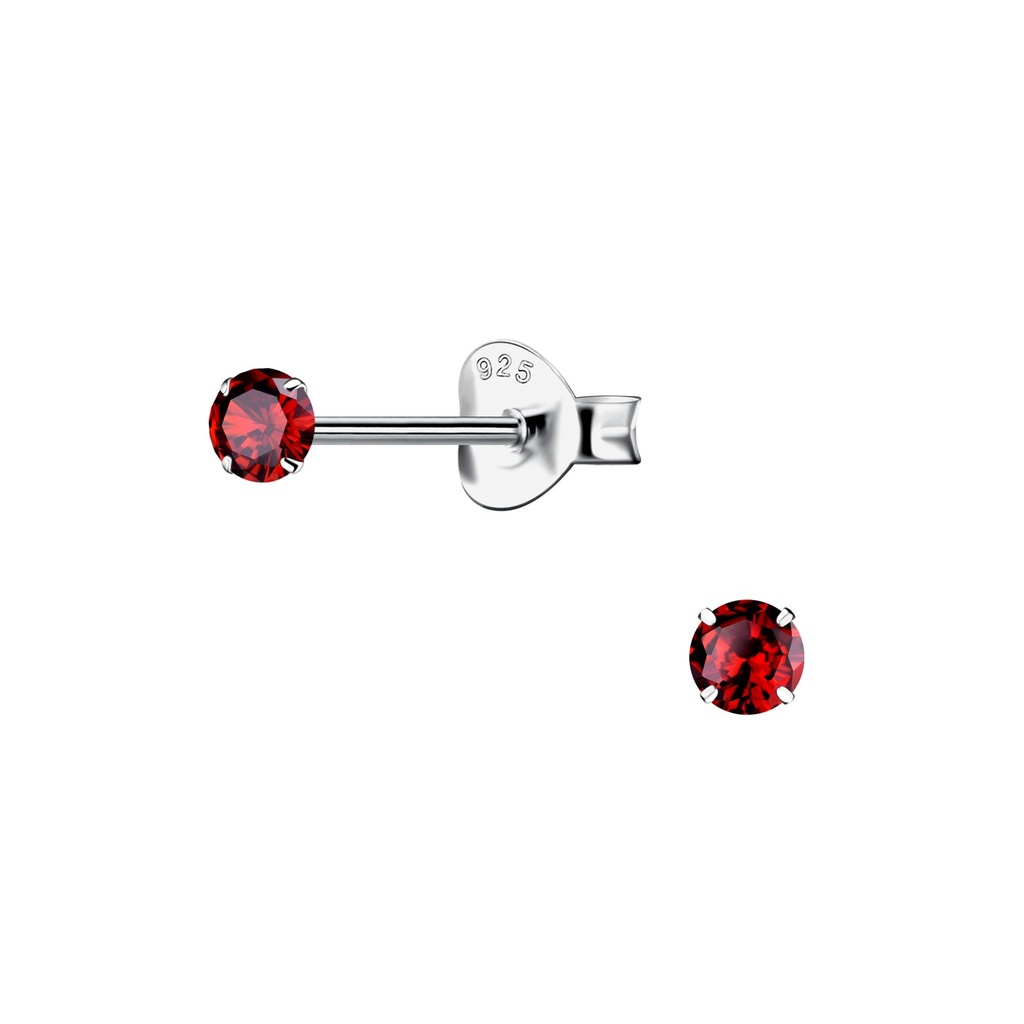 3mm Round Cubic Zirconia Silver Stud Earrings