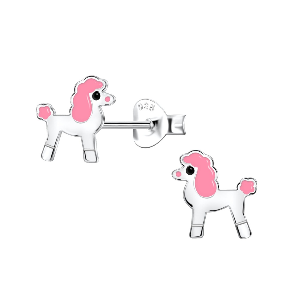 Puces d'oreilles chien caniche en argent