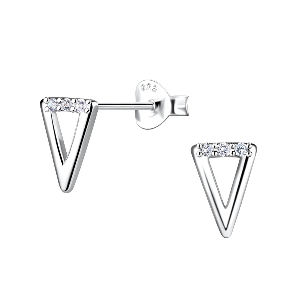 Silver Triangle Stud Earrings
